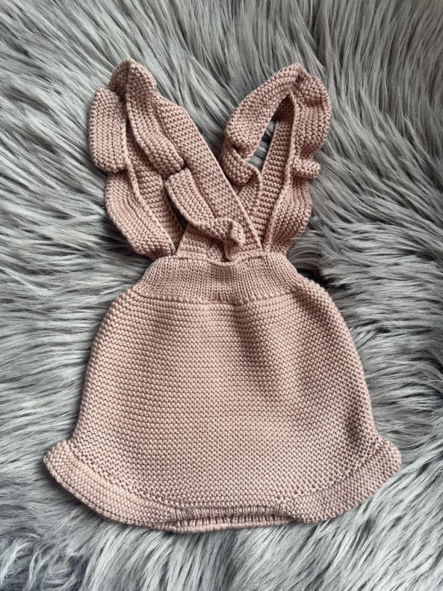 Clothing Pangasa Rompers | Dusky Pink Knitted Frill Romper