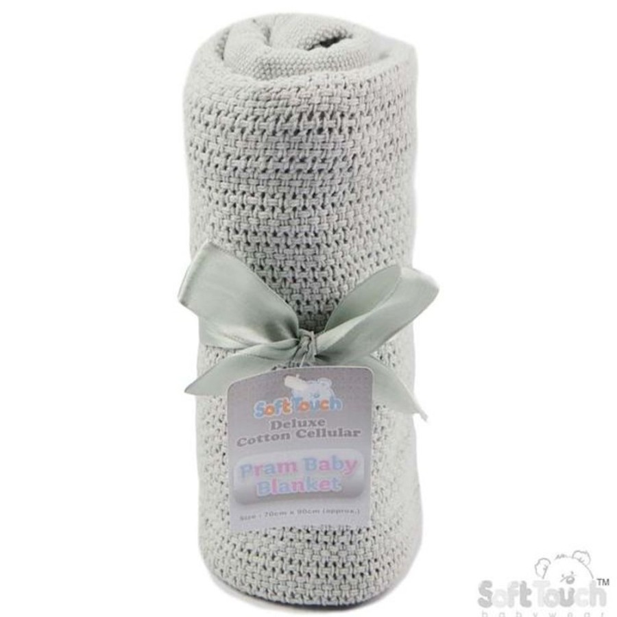 Nursery & Home Millie & Ralph Gifts | Grey Soft Touch Deluxe Cotton Cellular Pram Baby Blanket