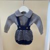 Clothing Millie & Ralph Knitwear | Boys Knitted Stripe Dungarees & Jumper Set