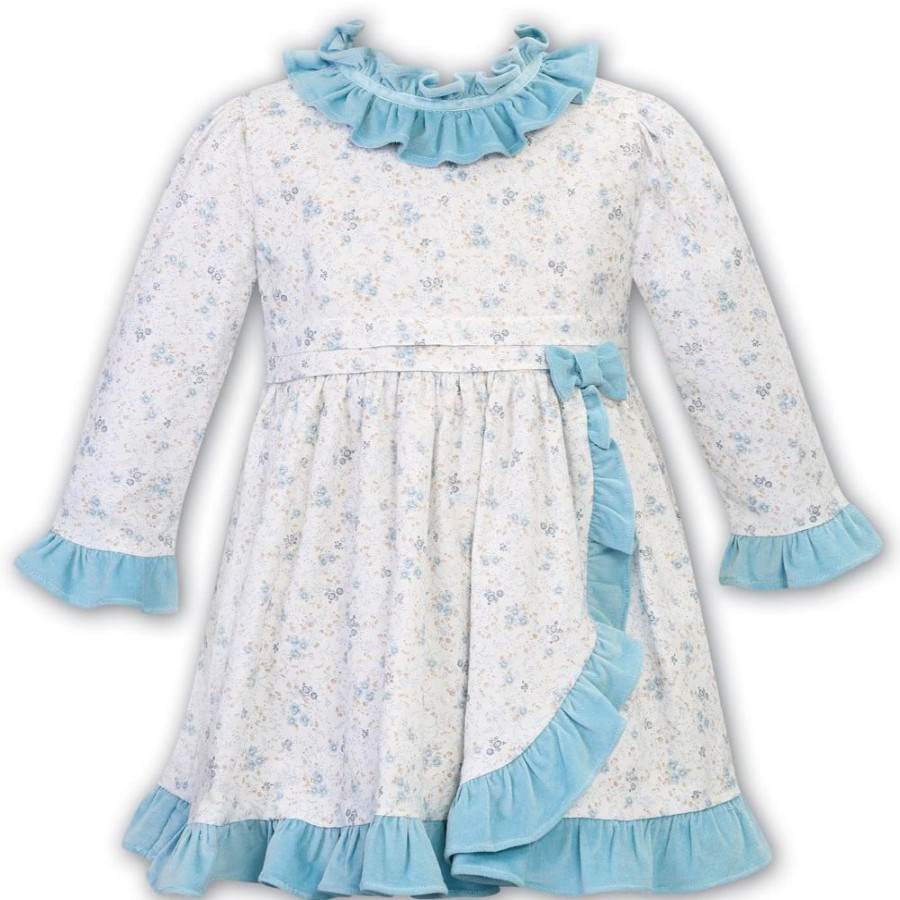 Clothing Sarah Louise Outfits | Girls Blue Floral Frill Dress