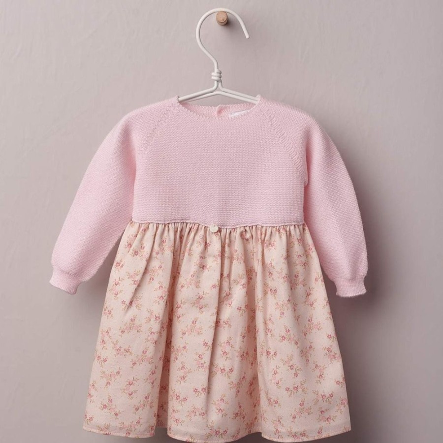 Clothing Millie & Ralph Dresses | Baby Pink Floral Print Knit Top Dress