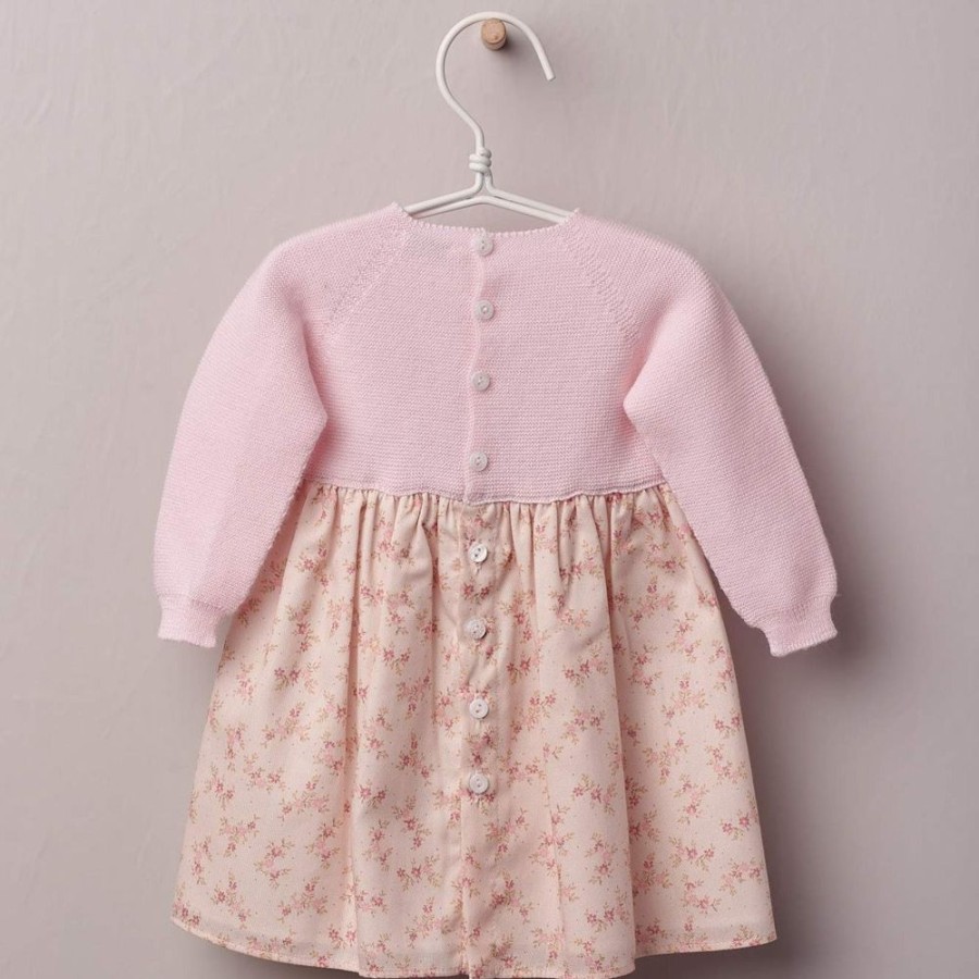 Clothing Millie & Ralph Dresses | Baby Pink Floral Print Knit Top Dress