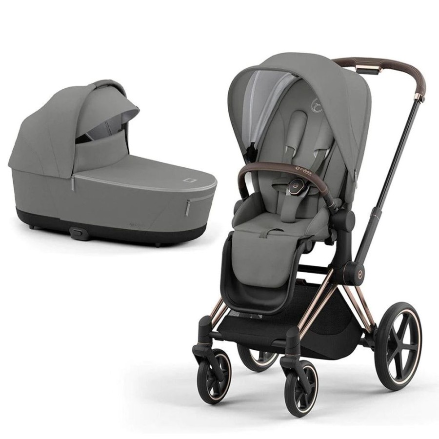 Prams & Pushchairs Cybex | Cybex Priam Pram Inc Lux Carrycot Conscious Collection - Pearl Grey