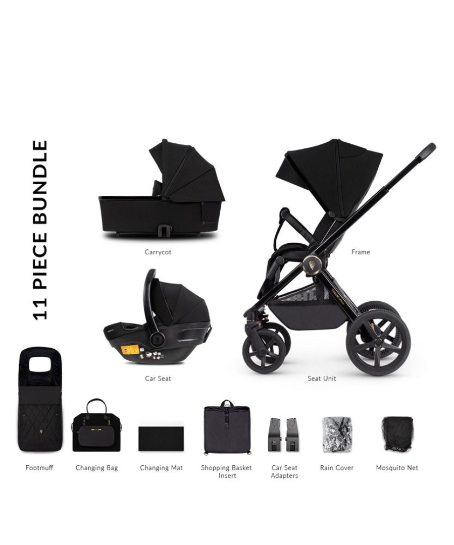 Prams & Pushchairs Venicci | Venicci Upline 3-In-1 Travel System Bundle - All Black