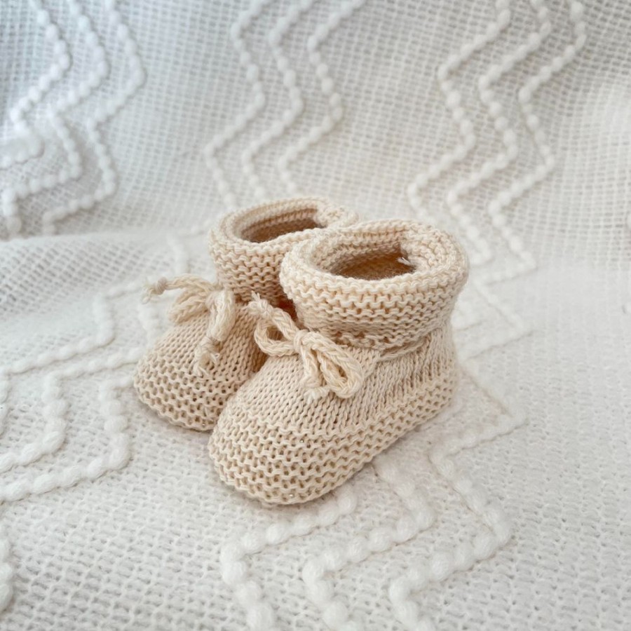 Clothing Millie & Ralph Knitwear | Taupe Knitted Booties