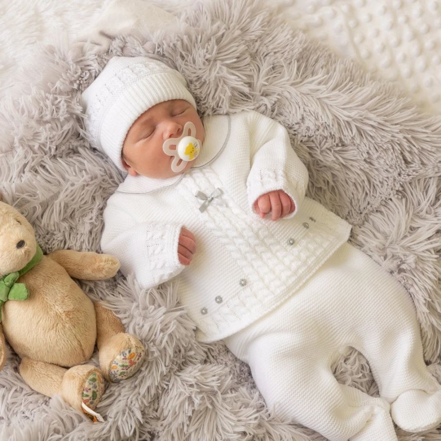 Clothing Dandelion Hats | Knitted 3 Piece Set | Unisex White Set Hat | Millie & Ralph