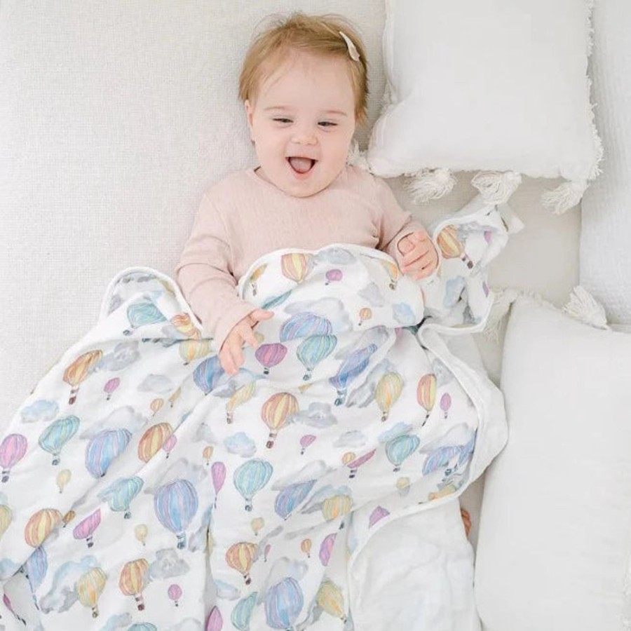 Nursery & Home Millie & Ralph Bedding & Sleepwear | Gilded Bird Bamboo Baby Muslin Blanket - Balloon Festival