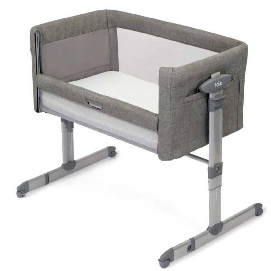 Nursery & Home Joie Moses Baskets & Bedside Cribs | Joie Roomie Glide Bedside Crib - Foggy Grey