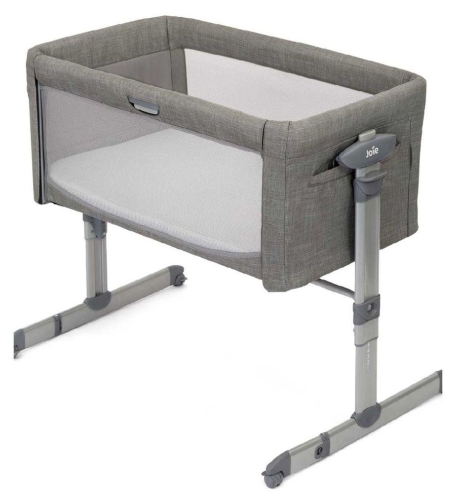 Nursery & Home Joie Moses Baskets & Bedside Cribs | Joie Roomie Glide Bedside Crib - Foggy Grey