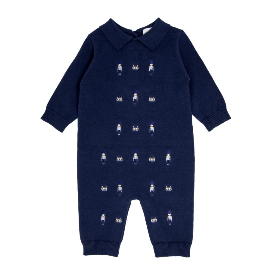 Clothing Blues Baby Rompers | Navy Soldier Knitted Romper