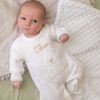 Personalised Dandelion | Personalised White Teddy Knitted Onesie