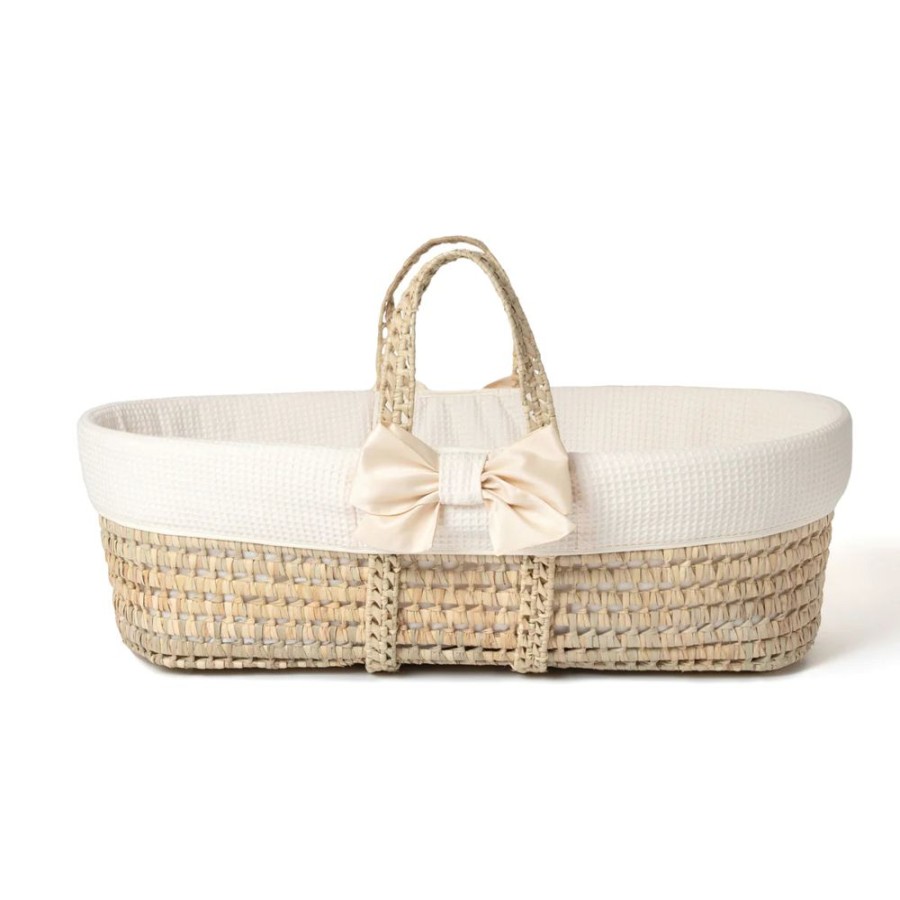 Nursery & Home Clair De Lune Moses Baskets & Bedside Cribs | Clair De Lune 80Th Anniversary Chelsea Palm Moses Basket - Cream