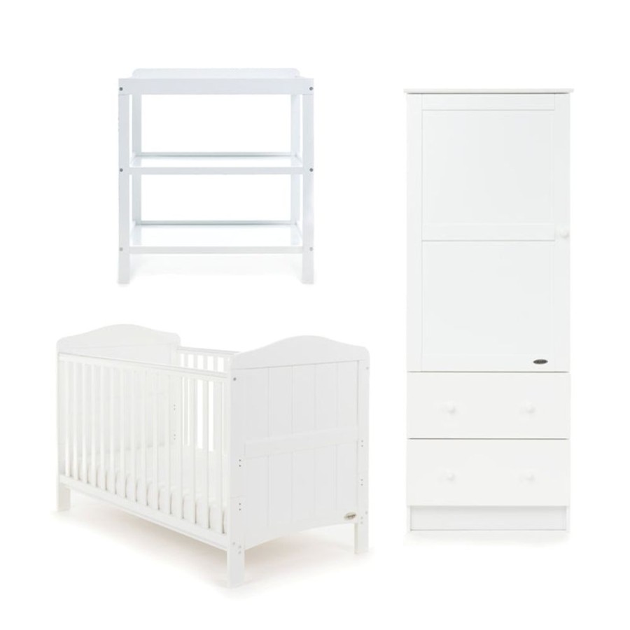 Nursery & Home Obaby 3 Piece Sets | Obaby Whitby 3 Piece Room Set - White | Obaby Whitby | Millie & Ralph