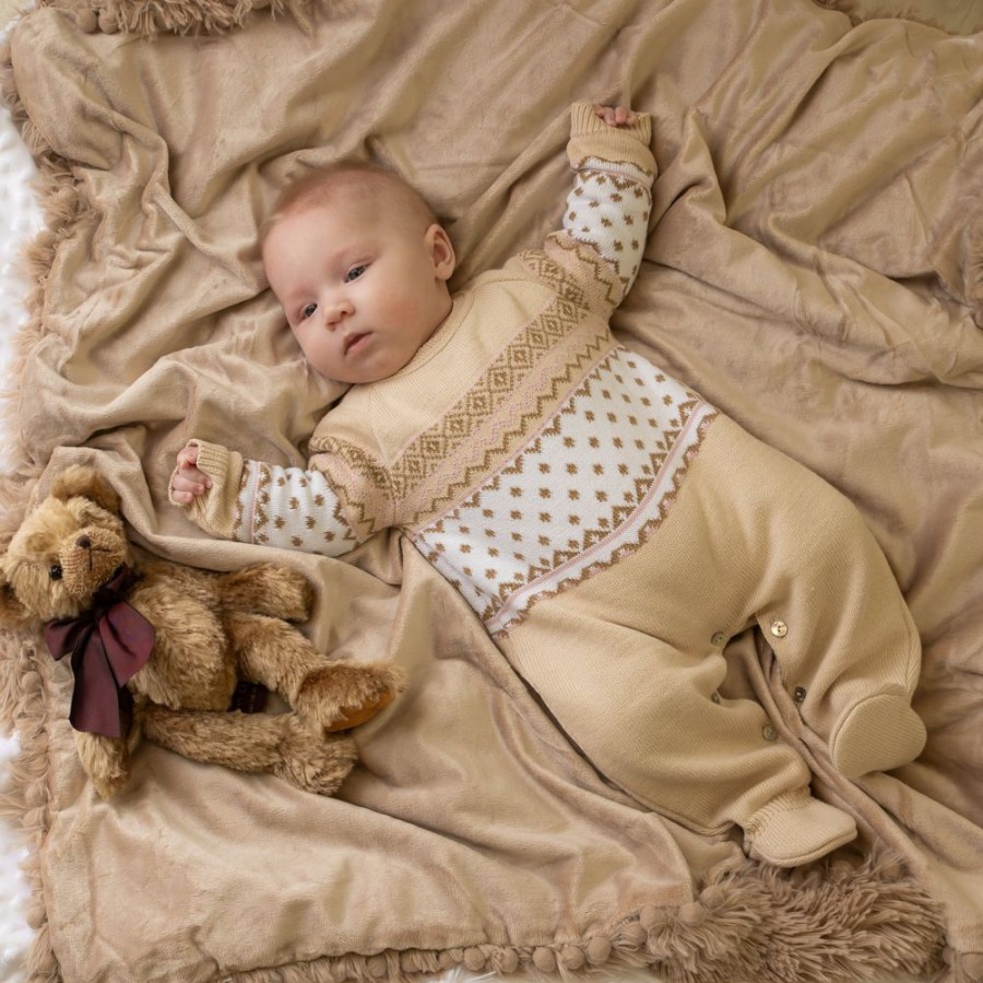 Clothing Dandelion Outfits | Girls Fairisle Knitted Cotton Onesie