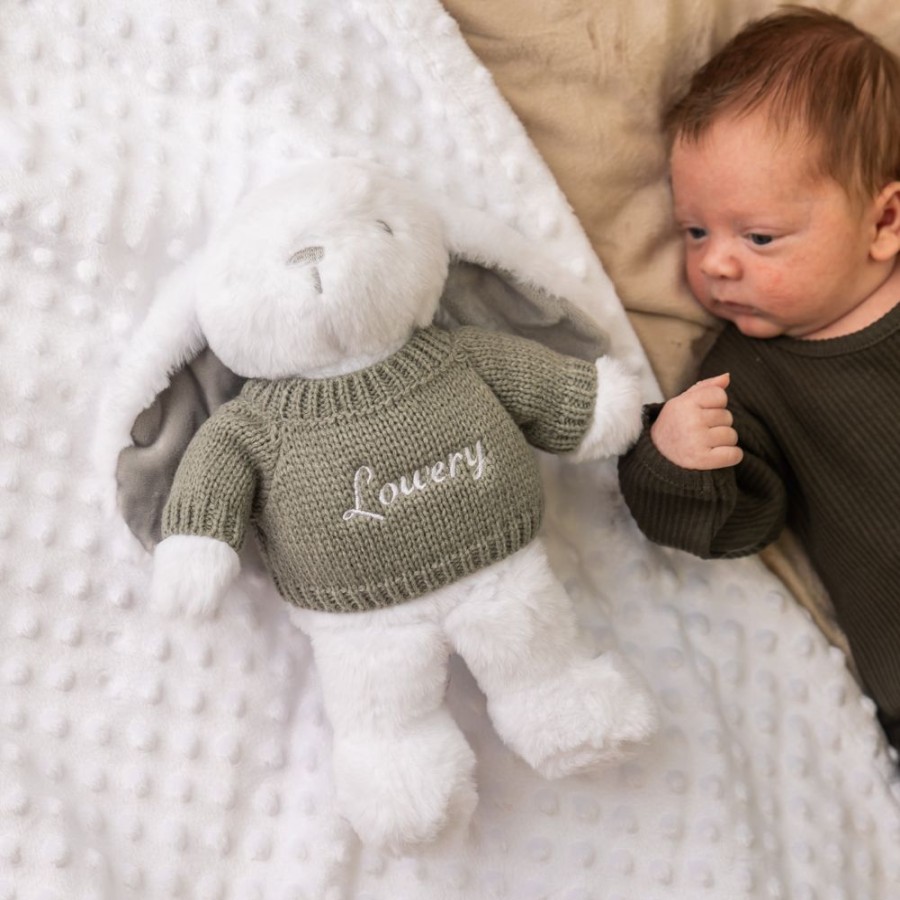 Personalised Millie & Ralph | White Bunny With Personalised Embroidered Jumper