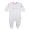 Clothing Millie & Ralph Sleepsuits | White & Pink Stripe Button Sleepsuit