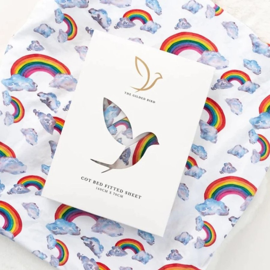 Nursery & Home Gilded Bird Bedding & Sleepwear | Gilded Bird Fitted Cotbed Sheet - Rainbow/White