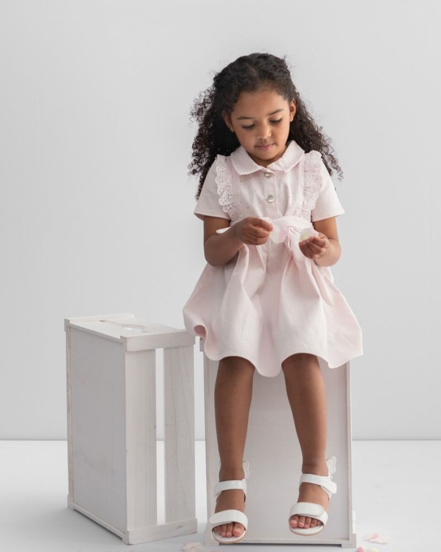 Clothing Caramelo Dresses | Pink Denim Frill Diamante Dress