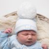 Clothing Millie & Ralph Hats | First Size Embroidered Teddy Hat - White & Blue