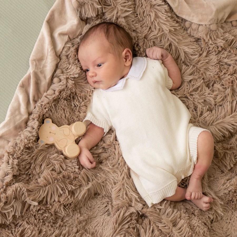 Clothing Pex Rompers | Devon Cream Pointelle Knitted Romper | Millie & Ralph