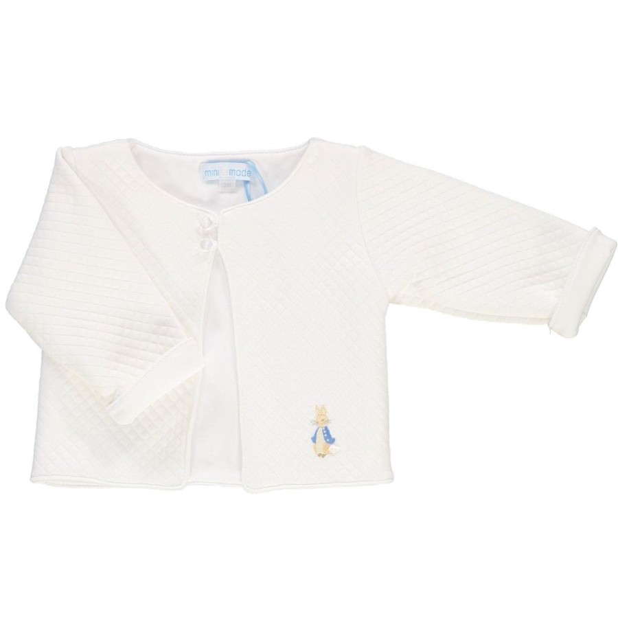 Clothing Mini La Mode Jackets, Coats & Pramsuits | White Quilted Peter Rabbit Jacket