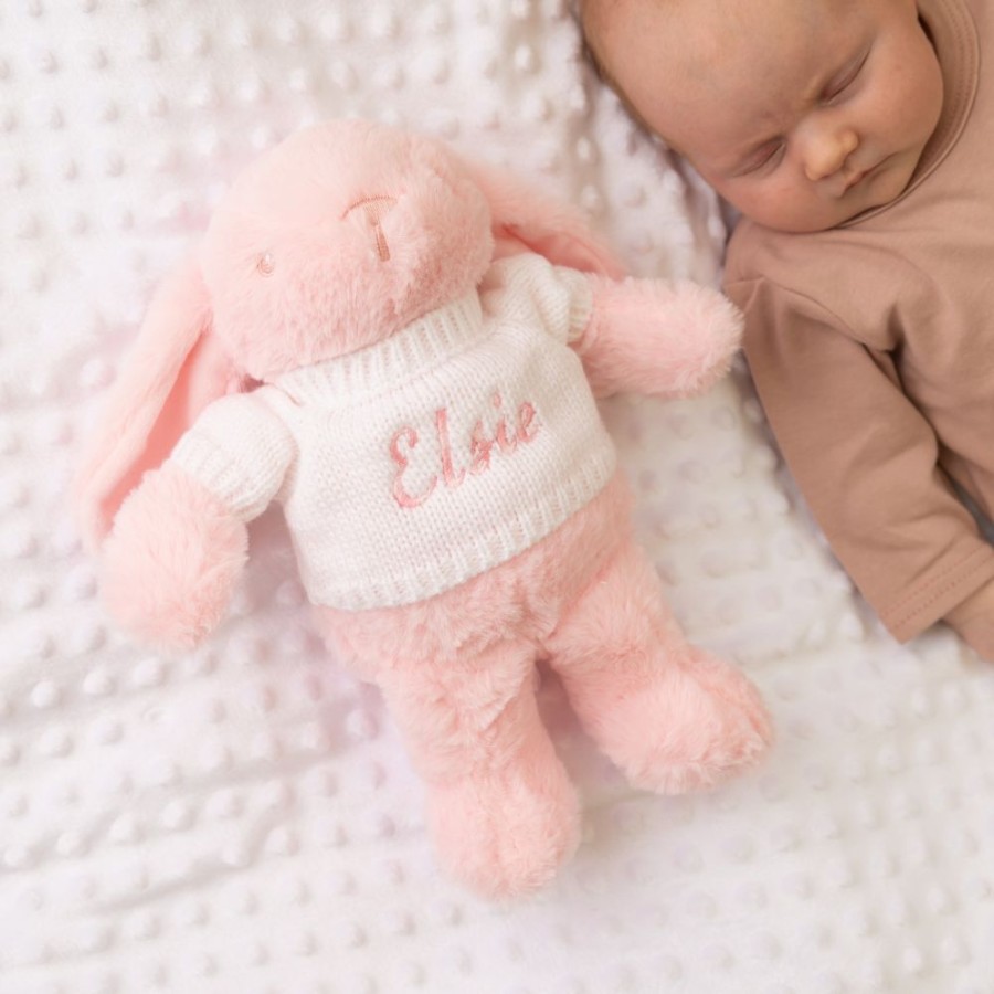 Personalised Millie & Ralph | Pink Bunny With Personalised Embroidered Jumper | Millie & Ralph