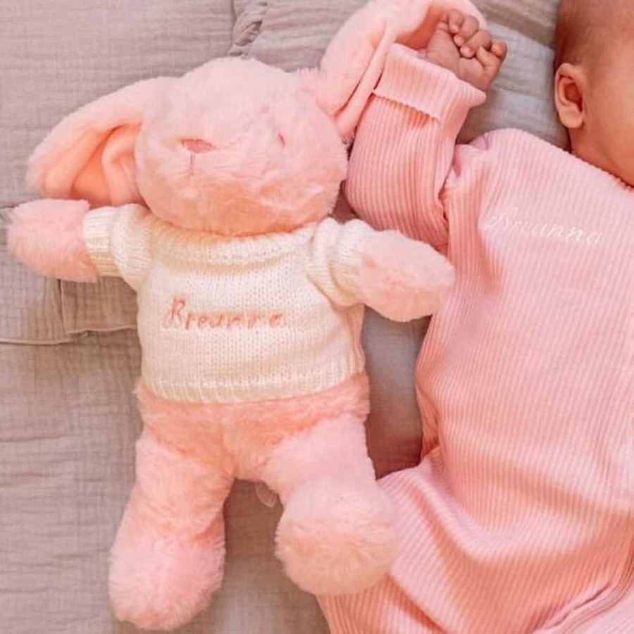 Personalised Millie & Ralph | Pink Bunny With Personalised Embroidered Jumper | Millie & Ralph