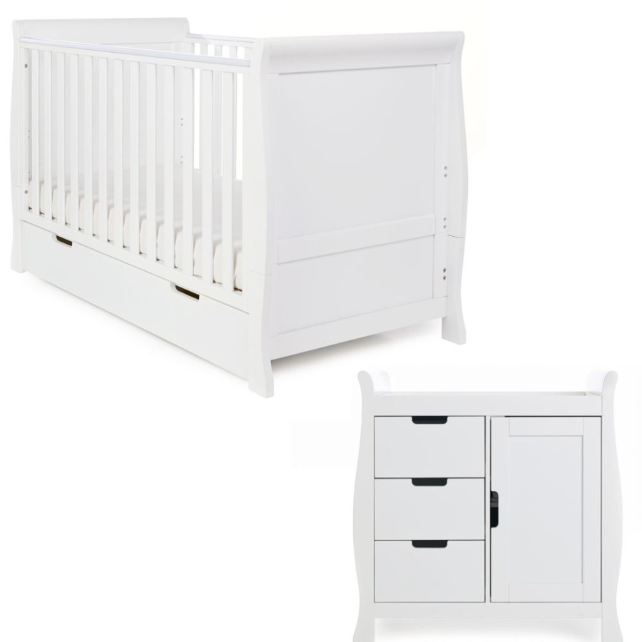 Nursery & Home Obaby 2 Piece Sets | Obaby Stamford Classic Sleigh 2Pc Nursery Furniture - White