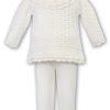 Clothing Sarah Louise Knitwear | Ivory Pearl Collar Knitted 2 Piece Set