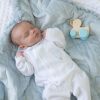 Clothing Millie & Ralph Sleepsuits | White Velour Blue Balloon Detail All In One