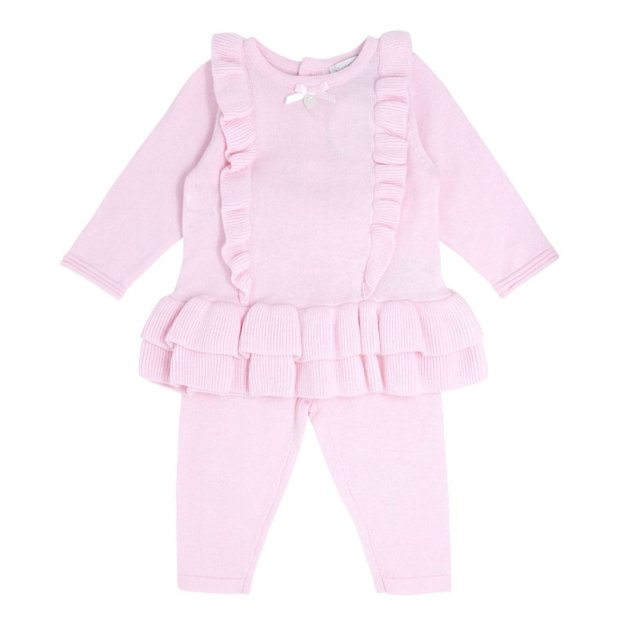 Clothing Blues Baby Knitwear | Pink Frilly Two Piece Knitted Set