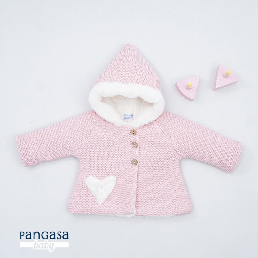 Clothing Pangasa Knitwear | Pangasa Powder Pink Sweetheart Knitted Jacket