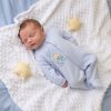 Clothing Dandelion Sleepsuits | Blue Rabbit & Star Ribbed Sleepsuit