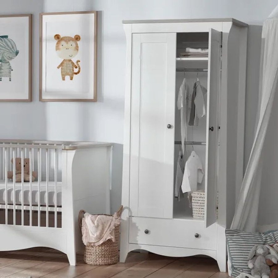 Nursery & Home CuddleCo Wardrobes | Cuddleco Clara 2 Door Double Wardrobe - White & Ash