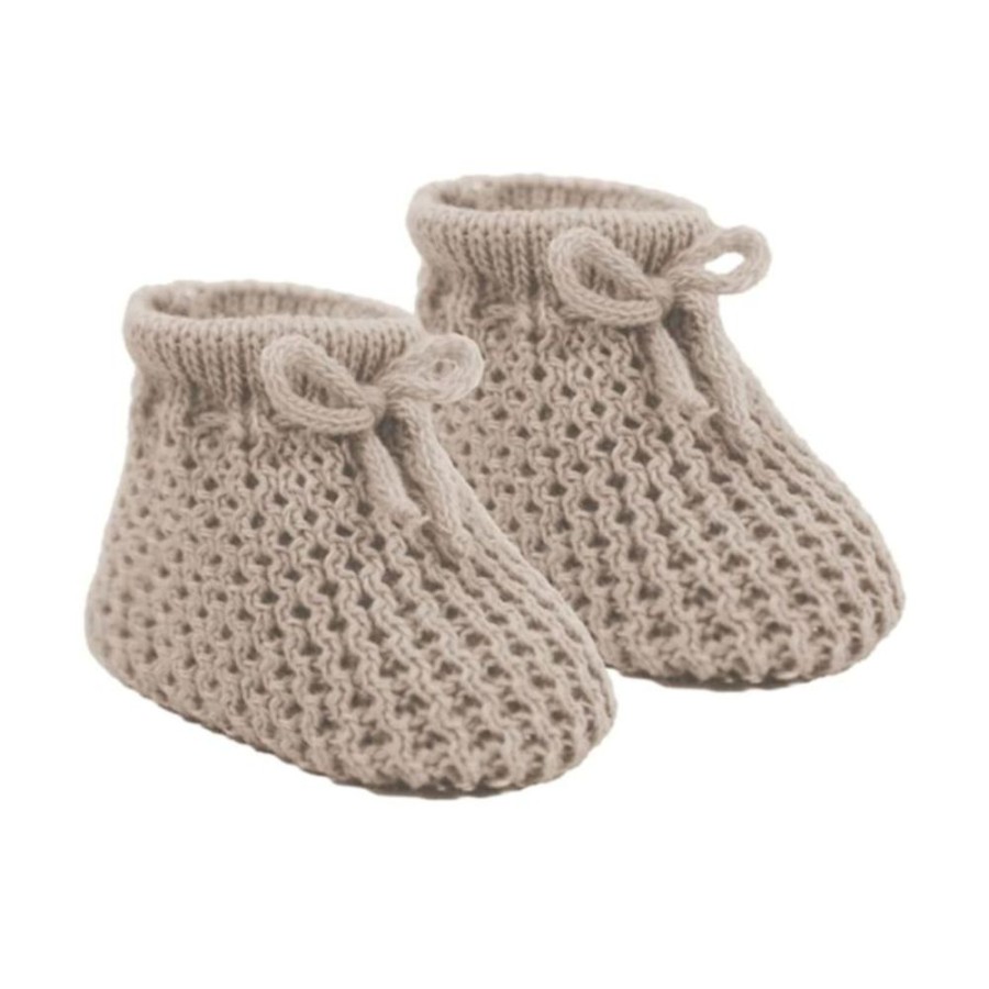 Clothing Millie & Ralph Booties | Coffee Knit Bow Booties