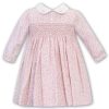 Clothing Sarah Louise Dresses | Pink Print Long Sleeve Smocked Chest Dress