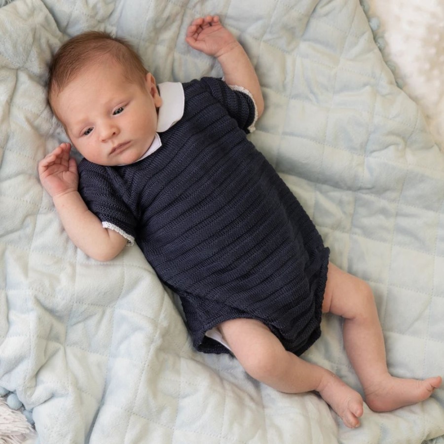 Clothing Pex Rompers | Hugo' Navy & White Knit Romper