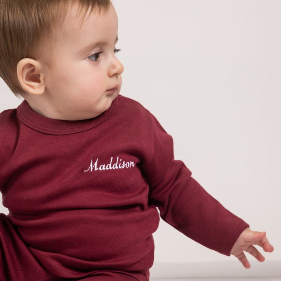 Personalised Millie & Ralph | Personalised Maroon Embroidered Lounge Set