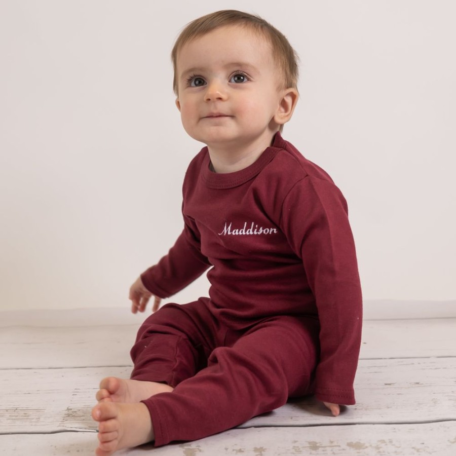 Personalised Millie & Ralph | Personalised Maroon Embroidered Lounge Set