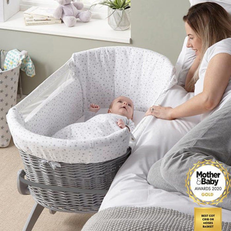 Nursery & Home Clair De Lune Nursery Decor | Clair De Lune Grey Wicker Bedside Crib