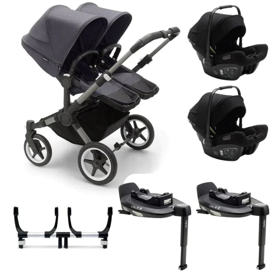 Prams & Pushchairs Bugaboo | Bugaboo Donkey 5 Twin Turtle Travel System - Stormy Blue