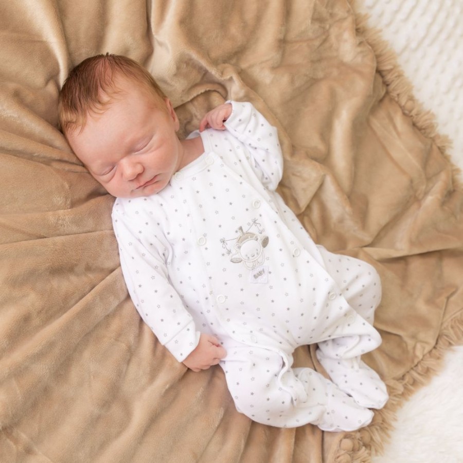 Clothing Dandelion Premature | White 'Hanging Bear' Star Print Sleepsuit | Millie & Ralph