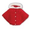 Clothing Sarah Louise Knitwear | Red Knitted Detail Fur Hood Poncho