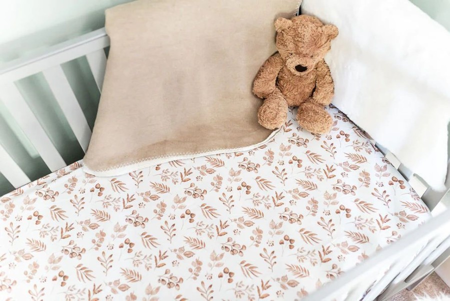 Nursery & Home Gilded Bird Bedding & Sleepwear | Gilded Bird Fitted Cotbed Sheet - Lovely Leaves - Beige