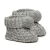 Clothing Millie & Ralph Booties | Grey Pom Pom Knit Booties