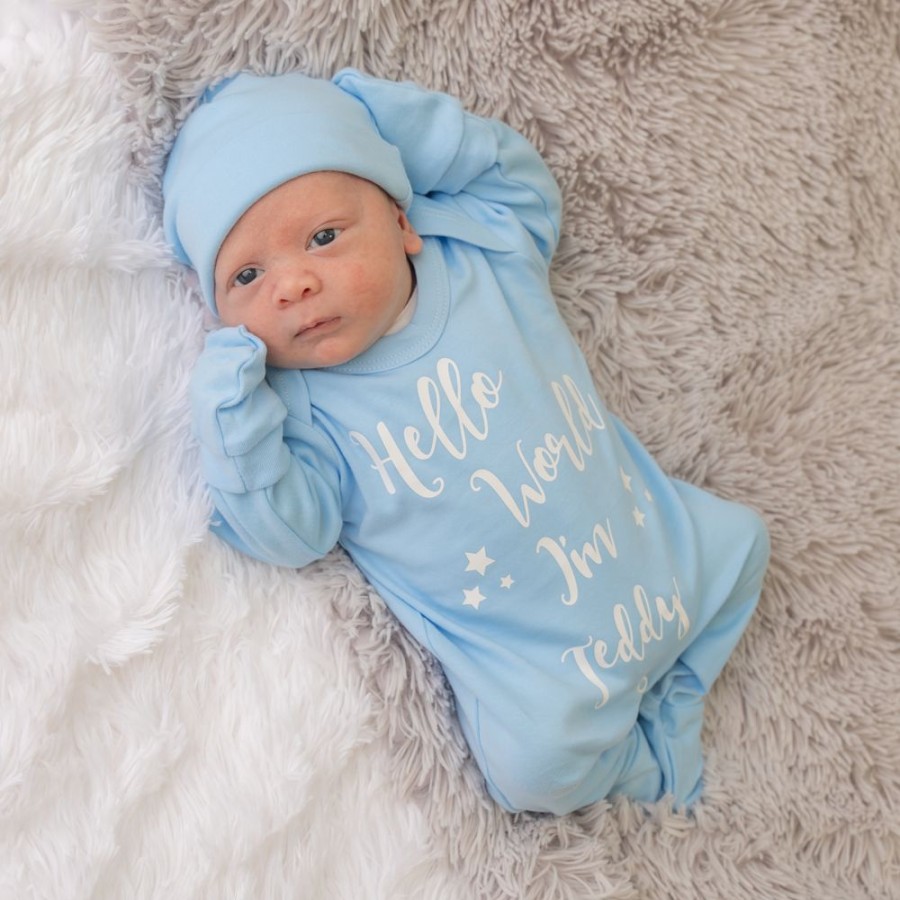 Clothing Millie & Ralph Sleepsuits | Sleepsuit Set | Personalised Hello World | Millie & Ralph