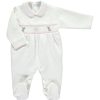 Clothing Mini La Mode Sleepsuits | White Pink Quilted Kitten Smocked All In One