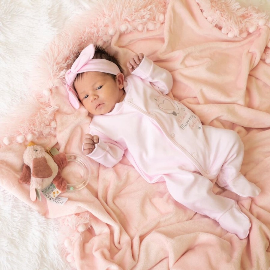 Clothing Millie & Ralph Sleepsuits | I Love My Mummy & Daddy' Pink Cotton Sleepsuit