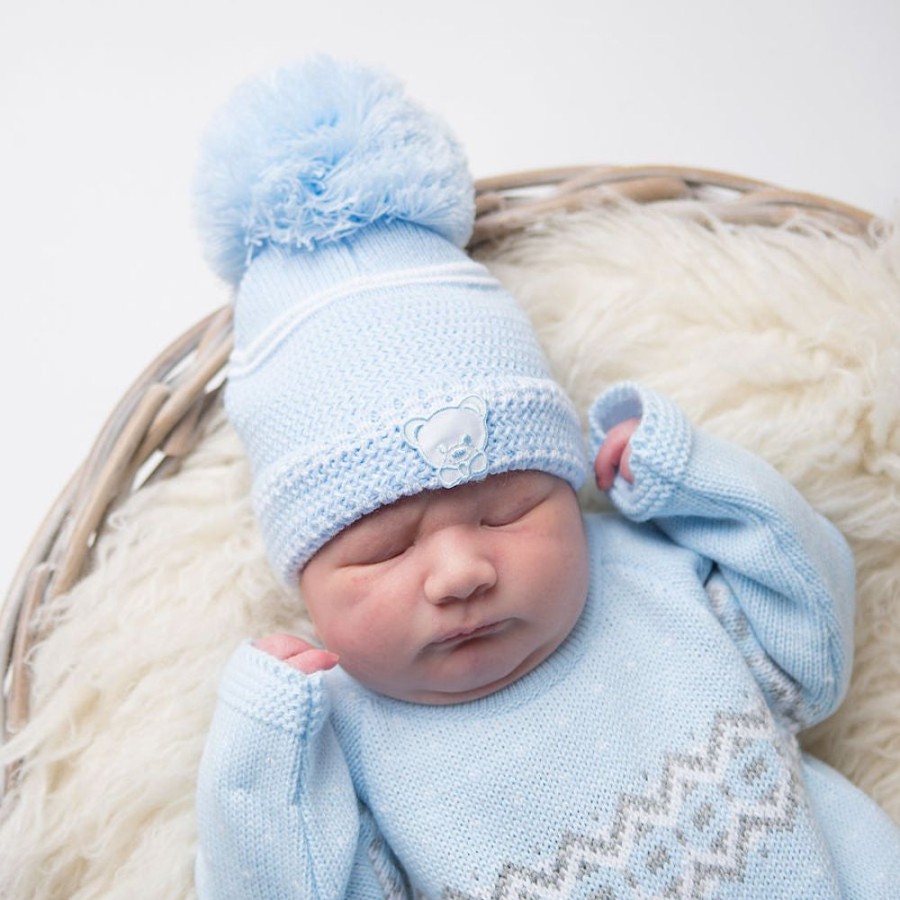 Clothing Millie & Ralph Hats | First Size Embroidered Teddy Hat - Blue