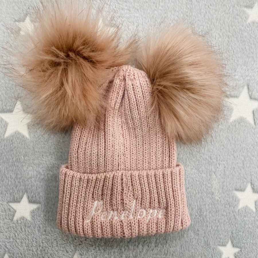 Clothing Millie & Ralph Hats | Double Pom Pom Hat Personalised From Millie & Ralph